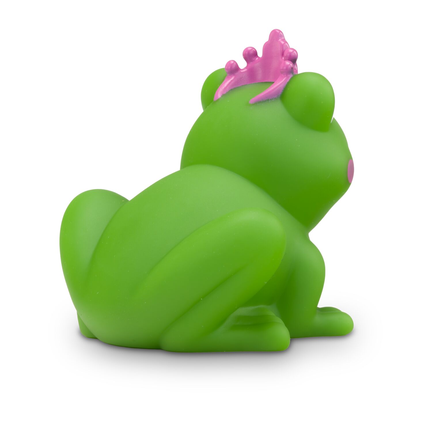 grüne Werbeente Fabienne Froschkönigin mit Krone, Größe: ca. 8 cm. Inklusive Quietschventil