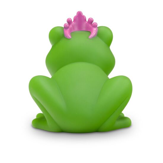 grüne Werbeente Fabienne Froschkönigin mit Krone, Größe: ca. 8 cm. Inklusive Quietschventil