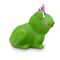 grüne Werbeente Fabienne Froschkönigin mit Krone, Größe: ca. 8 cm. Inklusive Quietschventil