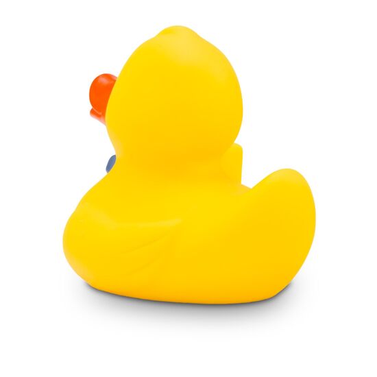 gelbe Werbeente Oli Ortsschild mit Schild, Größe: ca. 8 cm. Inklusive Quietschventil