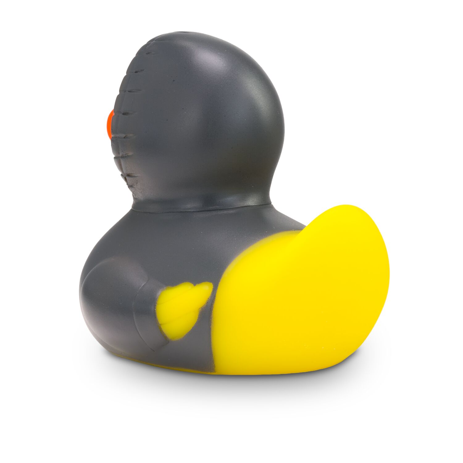 gelbe Werbeente Hektor Hoodie mit grauen Kapuzenpullover inklusive Kordel, Größe: ca. 8 cm. Inklusive Quietschventil