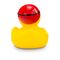 gelbe Badeente Kristin Kraul mit Badekappe und Schwimmbrille, Größe: ca. 8 cm. Inklusive Quietschventil