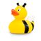 gelbe Badeente Susi Summ mit Biennen-Outfit: Streifen, Antennen und Flügel, Größe: ca. 8 cm. Inklusive Quietschventil