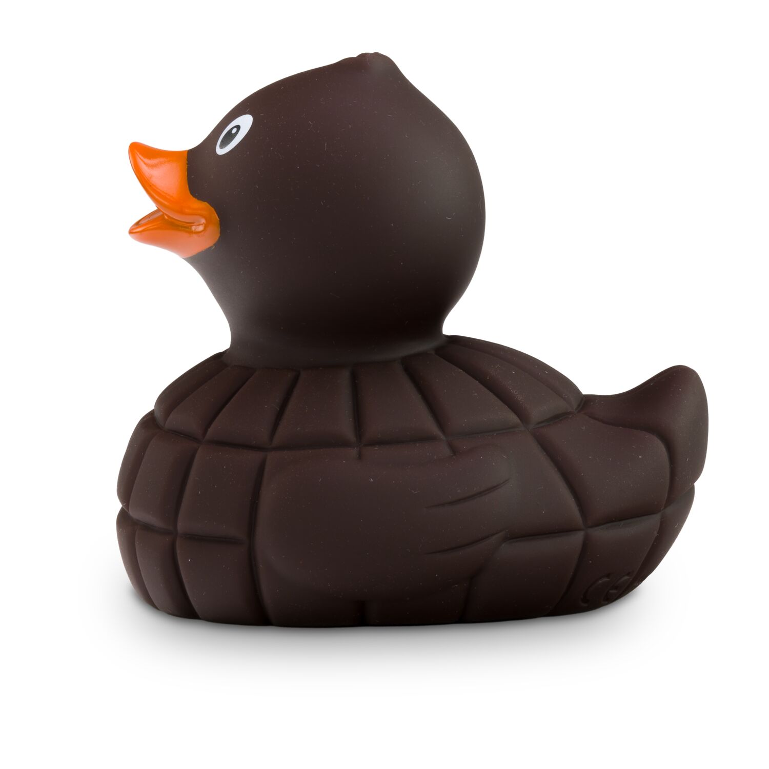 braune Werbeente Zara Zartbitter mit orangenem Schnabel, Größe: ca. 8 cm. Inklusive Quietschventil