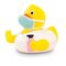 gelbe Werbeente Gerda Gesund mit Maske und Desinfektionsmittel, Größe: ca. 8 cm. Inklusive Quietschventil