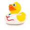 gelbe Badeente Max Medicus trägt mit Arztkittel, Stethoskop und Brille,Größe: ca. 8 cm. Inklusive Quietschventil