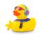 gelbe Badeente Danny Disco mit Sonnenbrille, Kopfhörern und Kette,Größeca. 8 cm. Inklusive Quietschventil