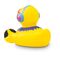 gelbe Badeente Danny Disco mit Sonnenbrille, Kopfhörern und Kette,Größeca. 8 cm. Inklusive Quietschventil