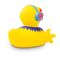 gelbe Badeente Danny Disco mit Sonnenbrille, Kopfhörern und Kette,Größeca. 8 cm. Inklusive Quietschventil