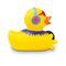 gelbe Badeente Danny Disco mit Sonnenbrille, Kopfhörern und Kette,Größeca. 8 cm. Inklusive Quietschventil