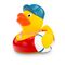 gelbe Badeente Benny Bademeister mit Rettungsreifen und Trillerpfeife, Größe: ca. 8 cm, inklusive Quietschventil