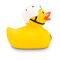 gelbe Werbeente Kai Kickflip mit Helm und Skateboard, Größe: ca. 8 cm. Inklusive Quietschventil