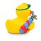 gelbe Badeente Georg Golfer mit grüner Kappe, Golfball und Golftasche. Größe: ca. 8 cm. Inklusive Quietschventil