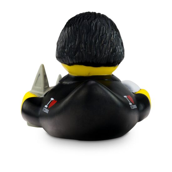 gelbe Werbeente Werner Wien mit Anzug,Prater-Riesenrad und Stephansdom, Größe: ca. 8 cm. Inklusive Quietschventil