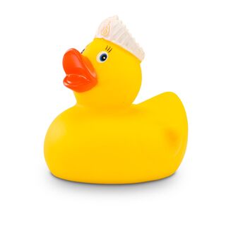 gelbe Werbeente Königin Quak mit Krone, Größe: ca. 8 cm. Inklusive Quietschventil