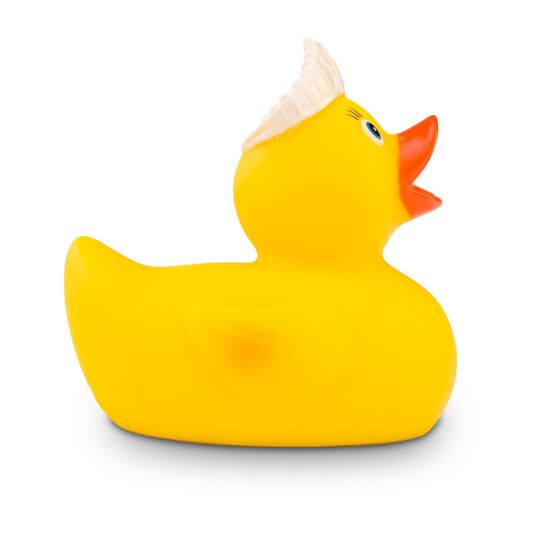 gelbe Werbeente Königin Quak mit Krone, Größe: ca. 8 cm. Inklusive Quietschventil