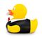 gelbe Badeente Sven Schiri mit schwarzem Trikot,einer roten Karte und Trillerpfeife, Größe: ca. 8 cm. Inklusive Quietschventil