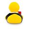gelbe Badeente Sven Schiri mit schwarzem Trikot,einer roten Karte und Trillerpfeife, Größe: ca. 8 cm. Inklusive Quietschventil