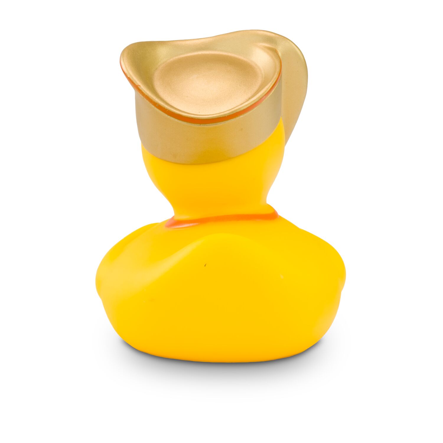 gelbe Werbeente Vicky Venedig mit Gesichts- und Kopfmaske, Blume und Halstuch, Größe: ca. 8 cm. Inklusive Quietschventil