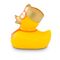 gelbe Werbeente Vicky Venedig mit Gesichts- und Kopfmaske, Blume und Halstuch, Größe: ca. 8 cm. Inklusive Quietschventil