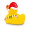gelbe Badeente Candy Cane mit Mütze und Zuckerstange, Größe: ca. 8 cm, inklusive Quietschventil