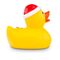 gelbe Badeente Candy Cane mit Mütze und Zuckerstange, Größe: ca. 8 cm, inklusive Quietschventil