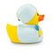 gelbe Ente mit Rucksack, Wanderhut und kariertem Hemd. Ca. 8 cm. Quietschventil.