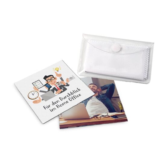 Ideal zur Reinigung glatter Oberflächen wie Bildschirme, Handydisplays oder Brillengläser. Geliefert in Schutzetui mit Klettpunkt.