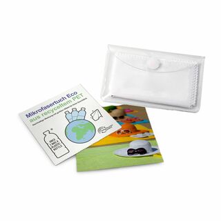 Brillenputztuch rPET - Mikrofasertuch 15 x 18 cm, in Schutzetui mit Klettpunkt