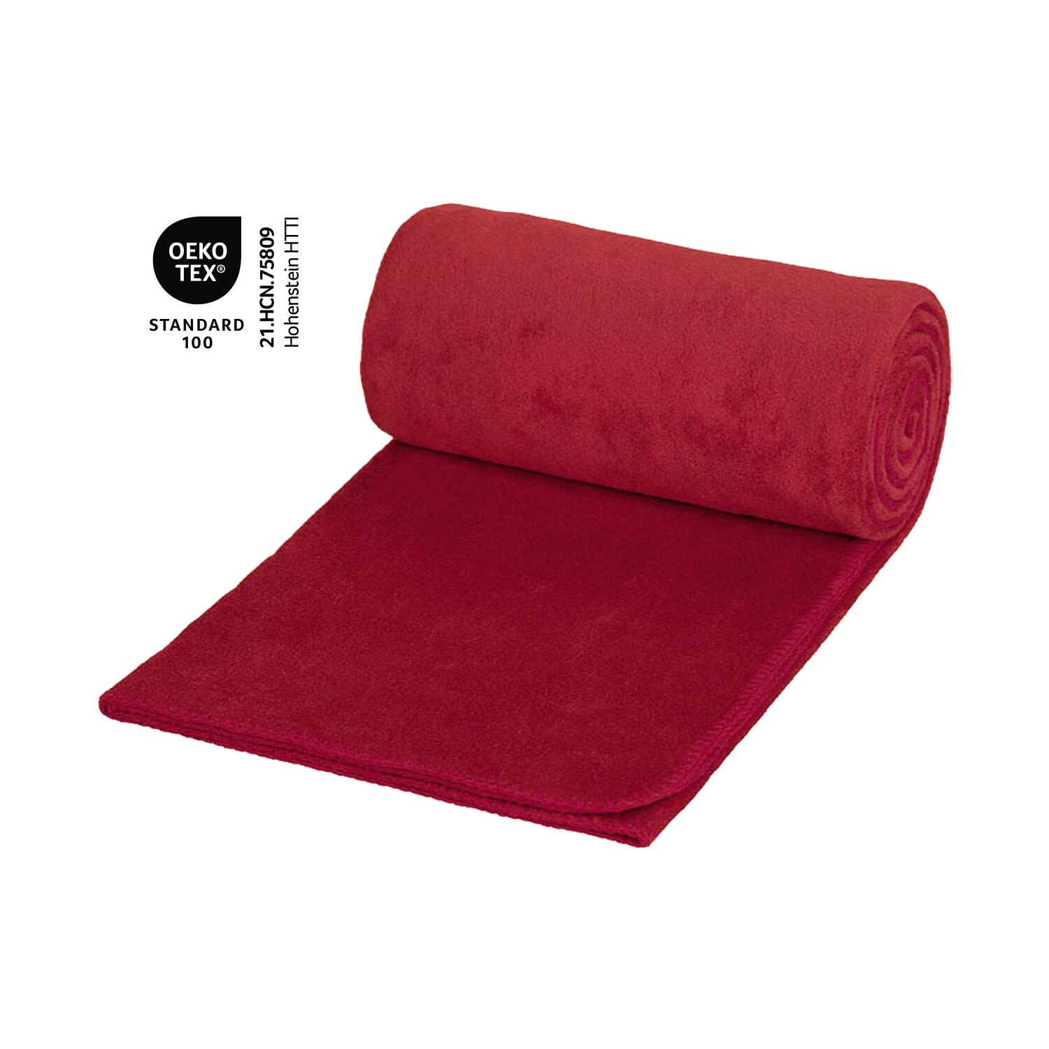 Fleecedecke Basic, 100% Polyester-Fleece, mit schwarzem Nylonbeutel mit Kordelzug, Maße: 120 x 150 cm, 180 g/m², OEKO-TEX®