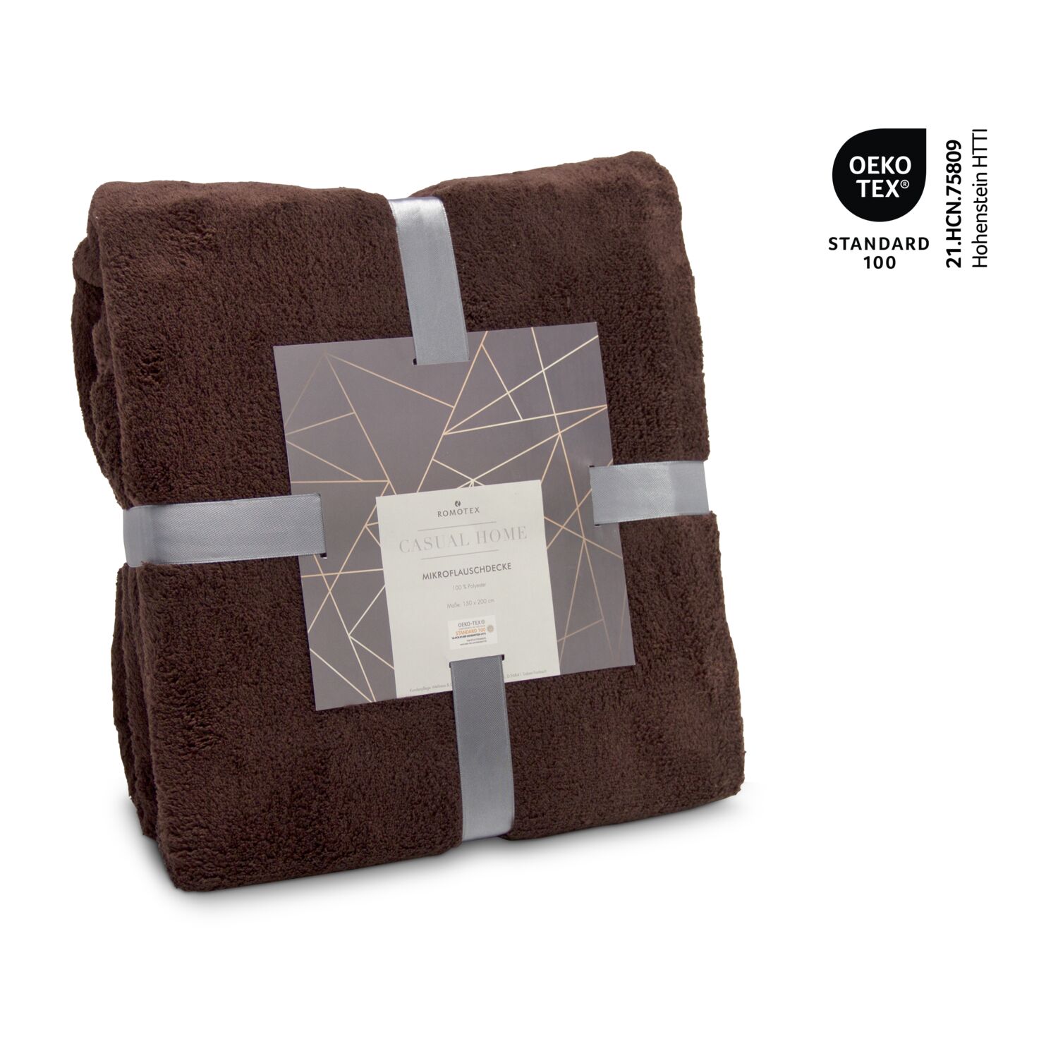 Mikroflauschdecke, Maße: 150 x 200 cm, 100% Polyester-Mikrofaser, 250 g/m², einzeln mit Satinband und Polybeutel verpackt, OEKO-TEX®