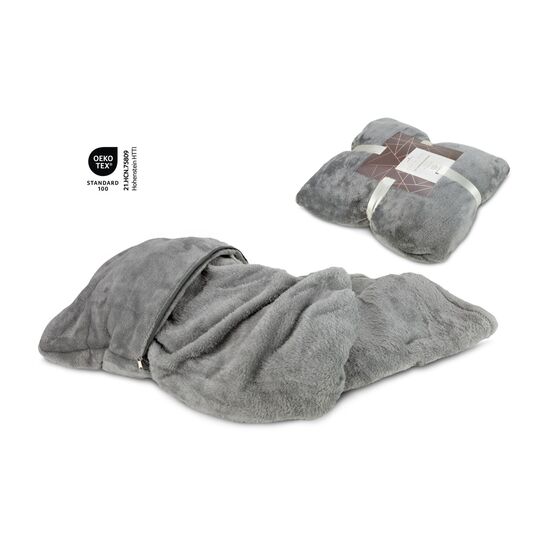 2in1 Verwandlungskissen, Farbe: grau, Maße Kissen: ca. 30 x 38 cm, Maße Decke: 135 x 200 cm, 100% Polyester Flanell, 230 g/m², OEKO-TEX®