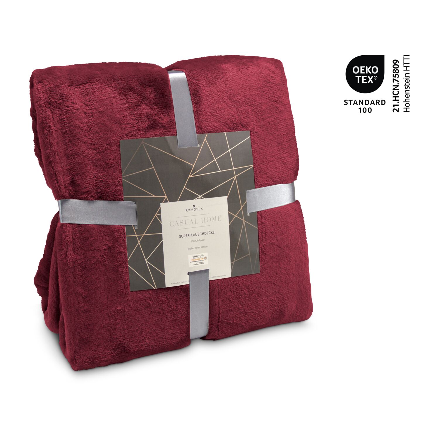 Superflauschdecke, Maße: 150 x 200 cm, 100% Polyester-Mikrofaser, 320 g/m², OEKO-TEX®