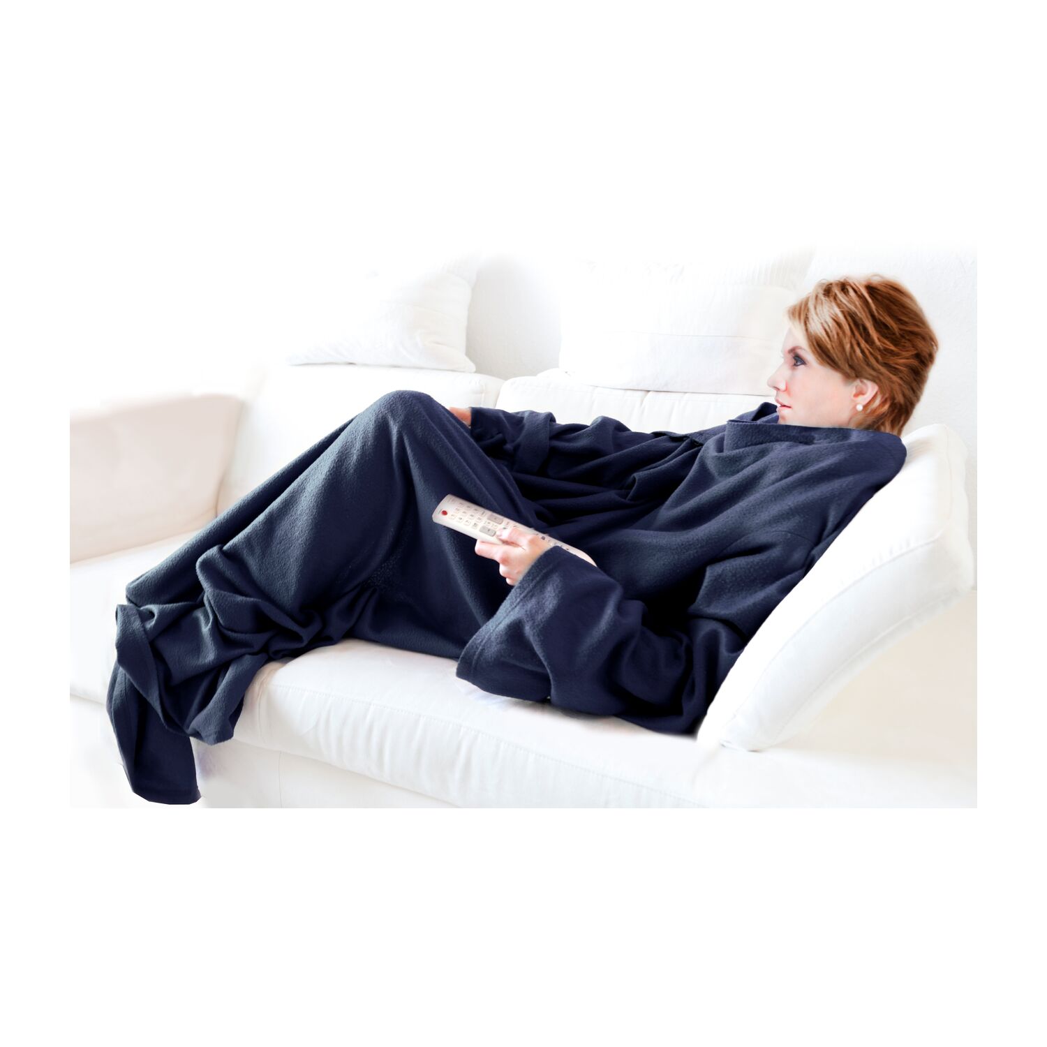 Fernsehdecke „Comfort” mit Ärmeln und Fußteil, Farbe: schieferblau, Maße: 150 x 200 cm, 230 g/m², OEKO-TEX®