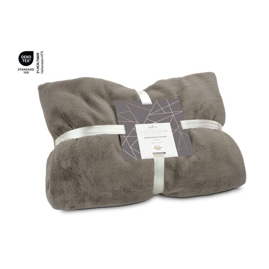 Fernsehdecke „Comfort” mit Ärmeln und Fußteil, Farbe: grau-braun, Maße: 150 x 200 cm, 230 g/m², OEKO-TEX®