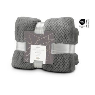 XXL-Decke „Feel” (220 x 240 cm), Jacquard-Flanell (100% Polyester), einzeln mit Satinband & im Polybeutel verpackt, 275 g/m², OEKO-TEX®