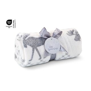 Kuscheldecke Rudolph weiß/grau - 120 x 150 cm, 190 g/m²