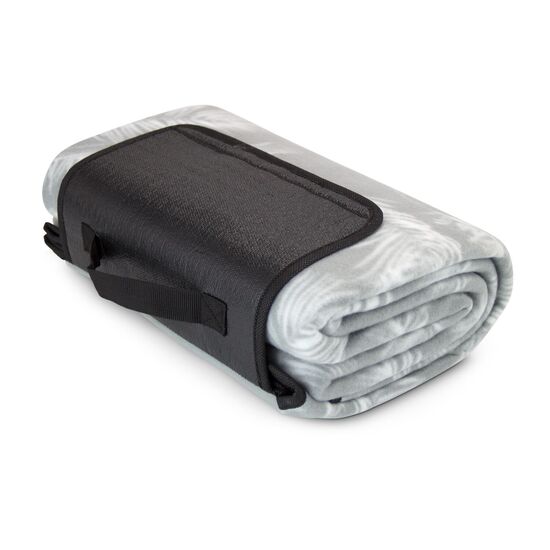 Picknickdecke mit Palmenblattmuster und praktischem Tragegurt, Qualität: 150 g/m², Maße: 130 x 150 cm, OEKO-TEX®