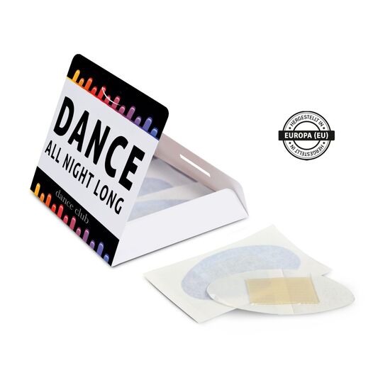 Kartonbriefchen inkl. 4c Druck (94 x 94 mm) + 4 Hydrocolloid-Blasenpflaster à 70 x 40 mm hergestellt in Europa