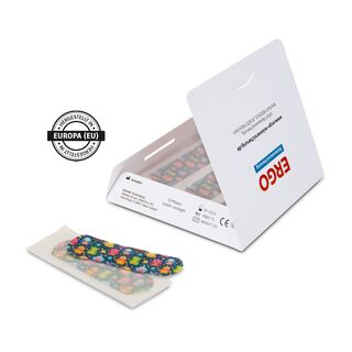 Kartonbriefchen inkl. 4c Druck (94 x 94 mm) + 10 Pflaster à 20 x 60 mm mit Monstermotiv, hergestellt in Europa