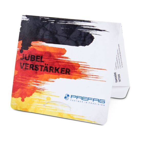 Fan Mäppchen „Tattoo” - Inhalt: 8 Hauttattoos in Deutschlandfarben, verpackt in standardmäßig bedrucktem Mäppchen