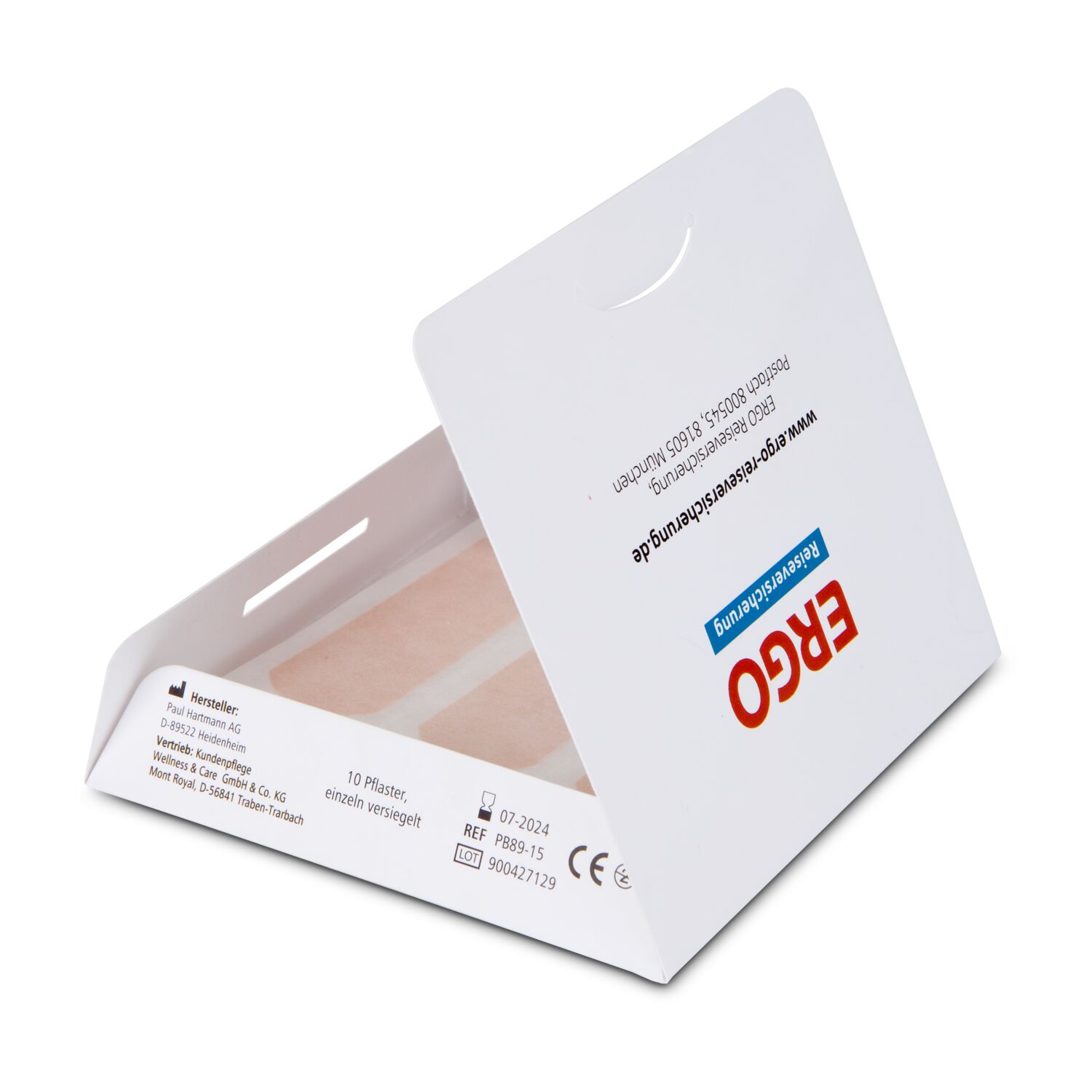 Kartonbriefchen inkl. 4c Druck (94 x 94 mm) + 10 Pflaster à 20 x 60 mm hergestellt in Europa