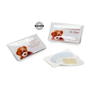Pflastermäppchen PVC, Mäppchen (104 x 60 mm), 4 Hydrocolloid-Blasenpflaster à 70 x 40 mm, hergestellt in Europa, inkl. 4c Einleger