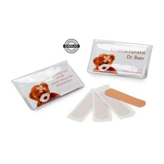 Pflastermäppchen PVC, Mäppchen (104 x 60 mm), 10 Pflaster à (60 x 20 mm), hergestellt in Europa, inkl. 4c Einleger