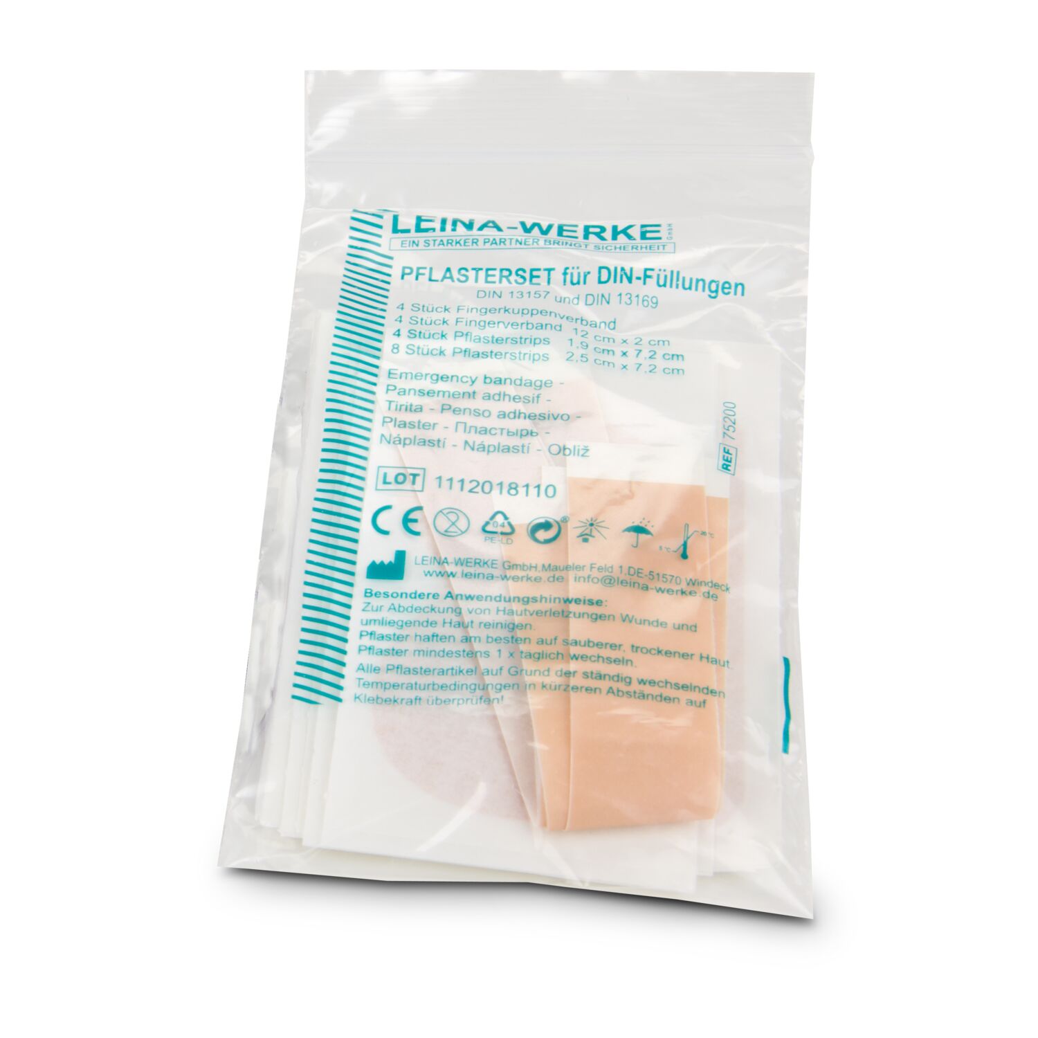 30-teiliges Set: Fingerkuppenverband, Fingerverband & Pflasterstrips im Mäppchen. Hergestellt in Deutschland. DIN 13157 od. DIN 13169