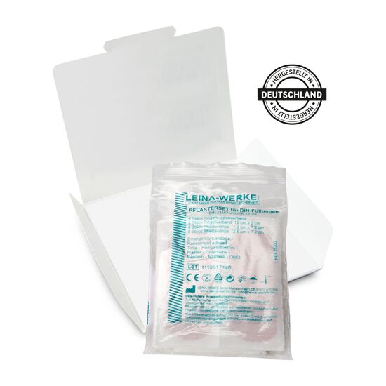 30-teiliges Set: Fingerkuppenverband, Fingerverband & Pflasterstrips im Mäppchen. Hergestellt in Deutschland. DIN 13157 od. DIN 13169