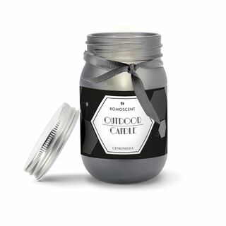 Moderne Outdoor-Kerze in grau mattem Glas. Spritziger Duft nach frischer Zitrone. Brenndauer: ca. 45 h