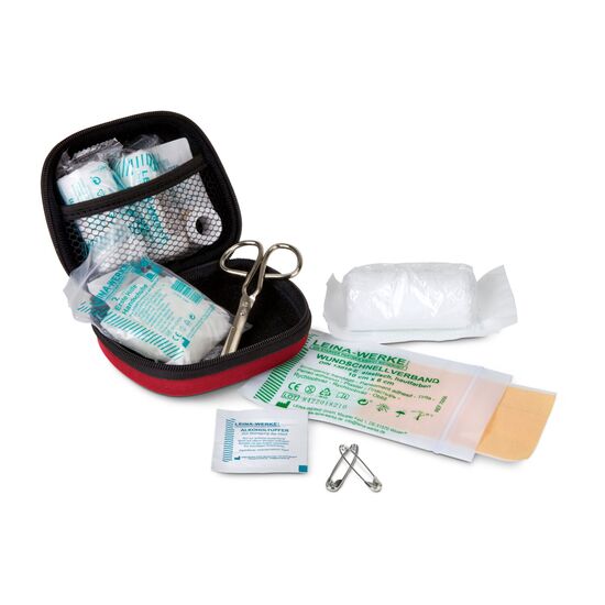 Das First Aid Kit mit deutscher Markenware ist unerlässlich für die Erstversorgung & ideal für unterwegs. Inhalt: 12 Artikel.