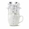 Weiße XL Tasse (450 ml) gefüllt mit 100 ml Duschgel, 100ml Bodylotion und 50 g Seife in Schneeflockenform