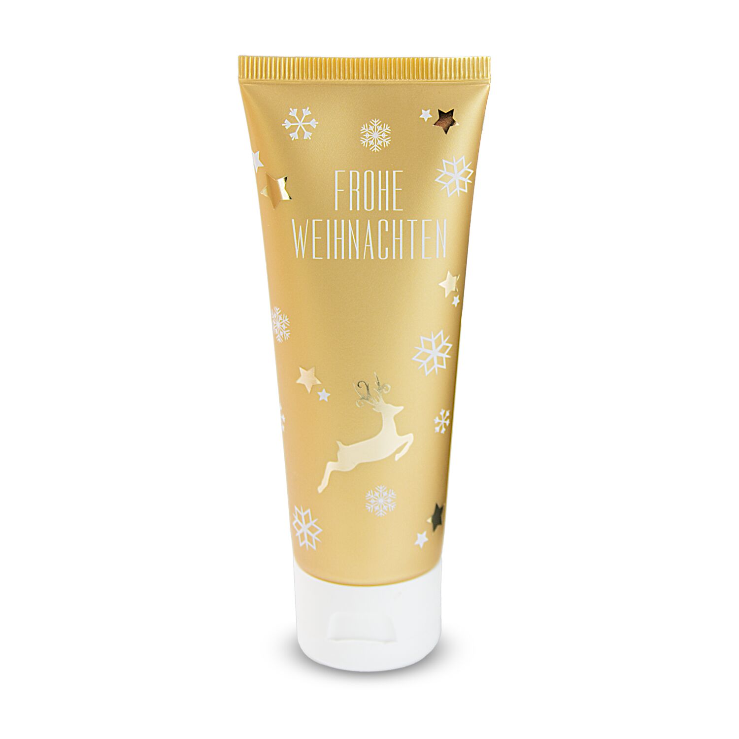 Die beliebte Pflegetube als 75 ml Variante Hand- & Nagelcreme ALOE VERA SENSITIV mit „Frohe Weihnachten” Motiv